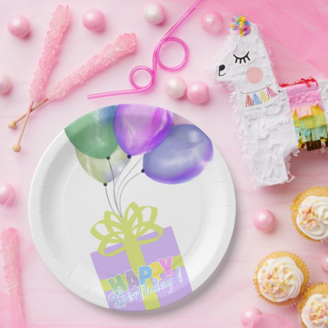 Plato De Papel Happy birthday  (Fiesta)
