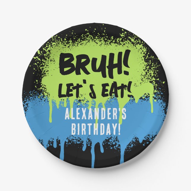 Plato De Papel Happy Birthday Bruh Boy's Teenager Teen Boy (Anverso)