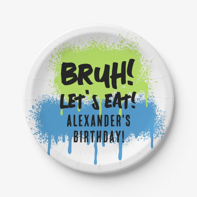 Plato De Papel Happy Birthday Bruh Boy's Teenager Teen Boy (Anverso)