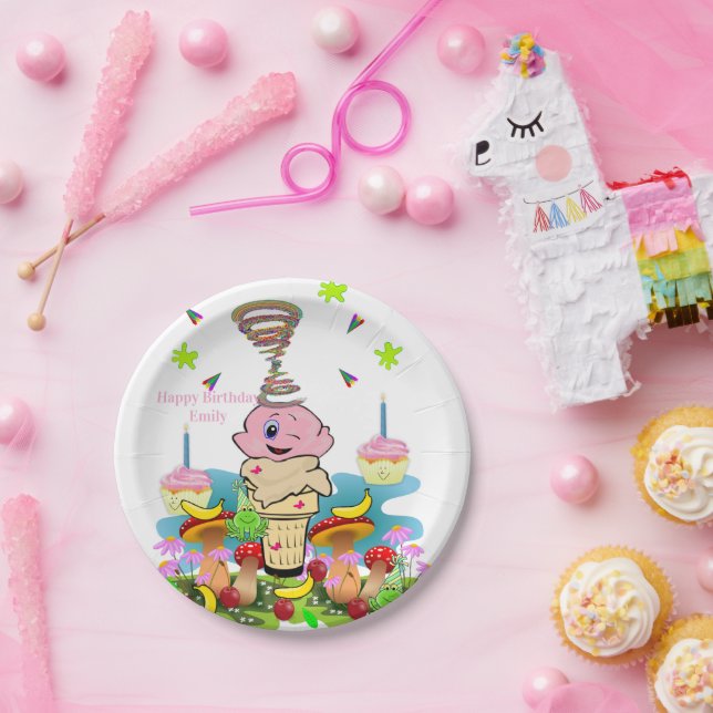 Plato De Papel Happy Birthday Paper Plates Pink Cupcake (Fiesta)