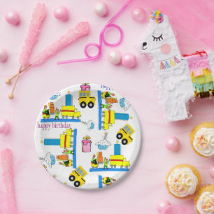 Plato De Papel Happy Birthday Paper Plates Truck Bus