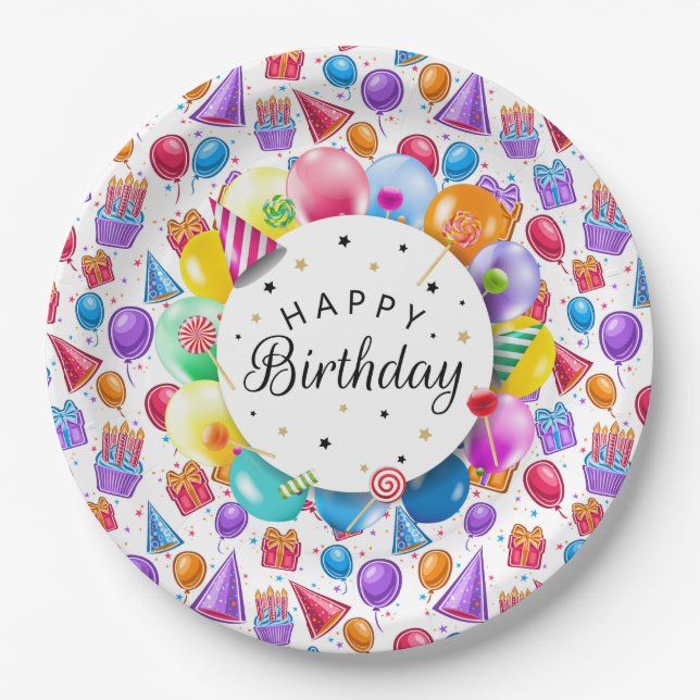 Plato De Papel Happy Birthday Party (Anverso)