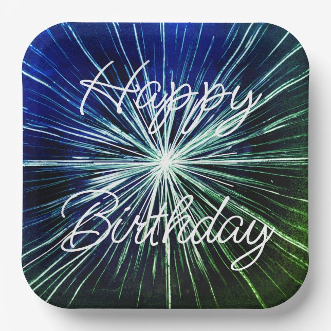 Plato De Papel Happy Birthday Starburst (Anverso)