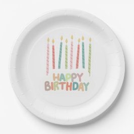 Plato De Papel Happy Birthday with Candles on Paper Plates