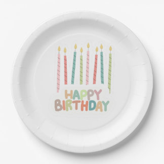 Plato De Papel Happy Birthday with Candles on Paper Plates