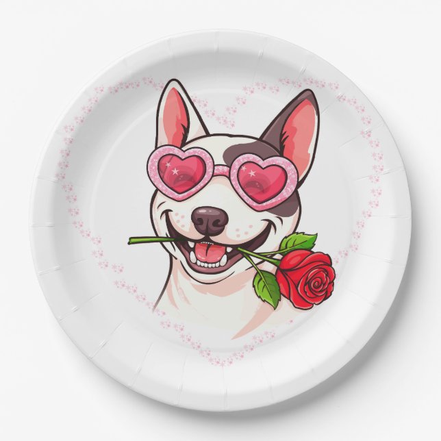 Plato De Papel Happy bull terrier (Anverso)