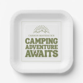 Plato De Papel Happy Camping Adventure Awaits Kids Birthday