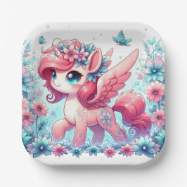 Plato De Papel Happy Cute Unicorn Baby Shower