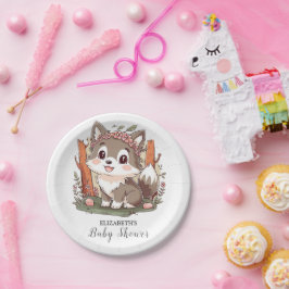 Plato De Papel Happy Cute Wolf Baby Shower
