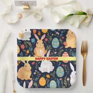 Plato De Papel Happy Easter Boho Bunny Collection