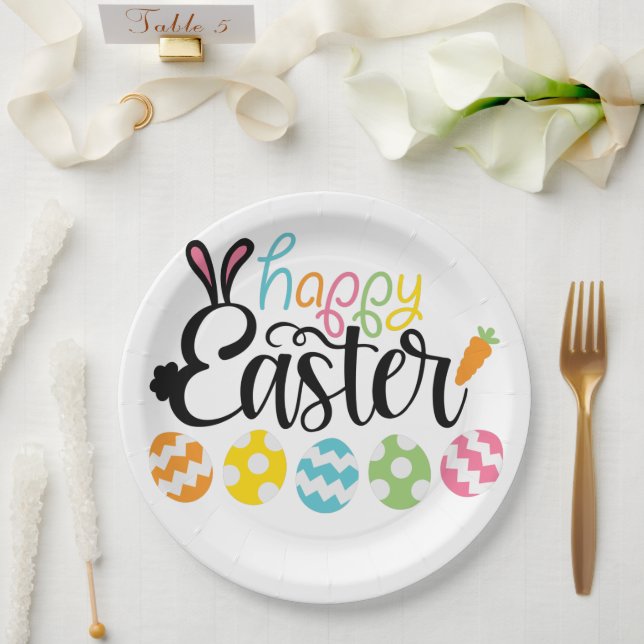 Plato De Papel Happy Easter Eggs (Boda)