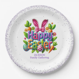 Plato De Papel Happy Easter Family Gathering Colorful