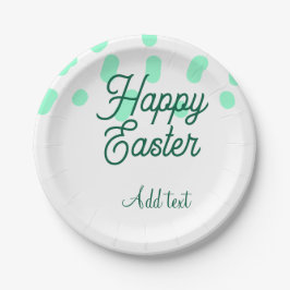 Plato De Papel Happy Easter green eggs pastel name date simple