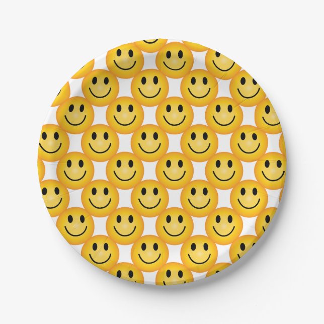 Plato De Papel Happy Face Paper Plates Emoji Smiley Faces Plates (Anverso)