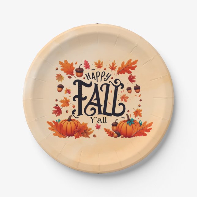Plato De Papel Happy Fall Y'all (Anverso)