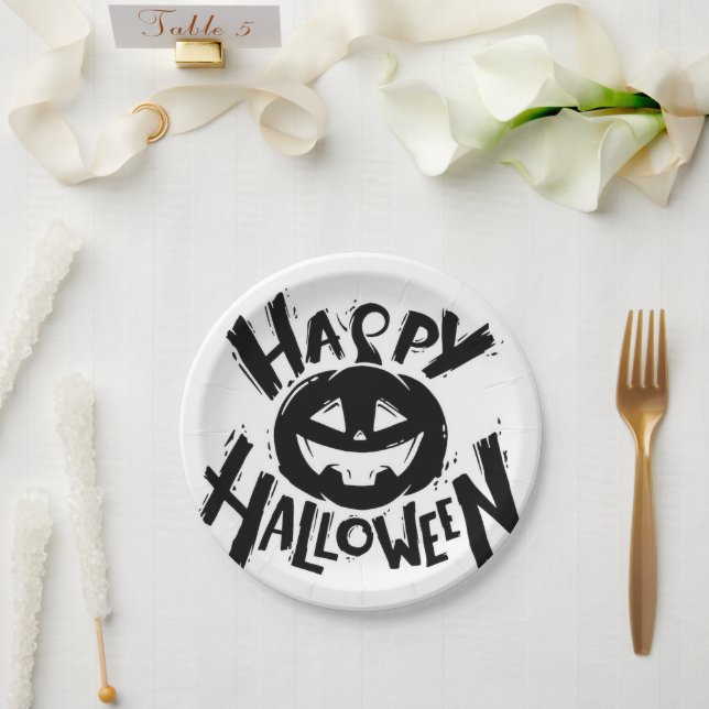 Plato De Papel Happy Halloween  (Boda)