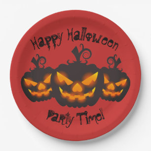 Plato De Papel Happy Halloween Evil Pumpkins Paper Plate