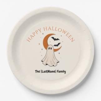 Plato De Papel Happy Halloween / Noche de Brujas Minimalista