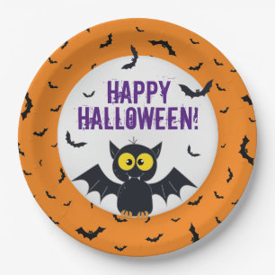 Plato De Papel Happy Halloween Vampis Bat Paper Plate