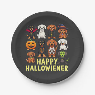 Plato De Papel Happy Hallowiener Spooky Halloween Dog Weiner