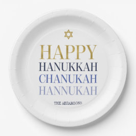 Plato De Papel Happy Hanukkah Chanukah Holiday Paper Plate