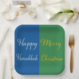 Plato De Papel Happy Hanukkah Merry Christmas Dual Holiday Design