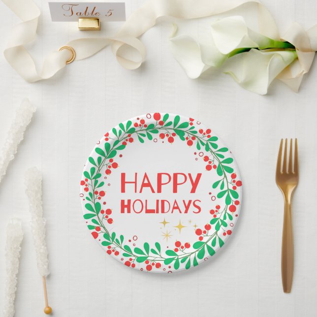 Plato De Papel Happy Holidays (Boda)