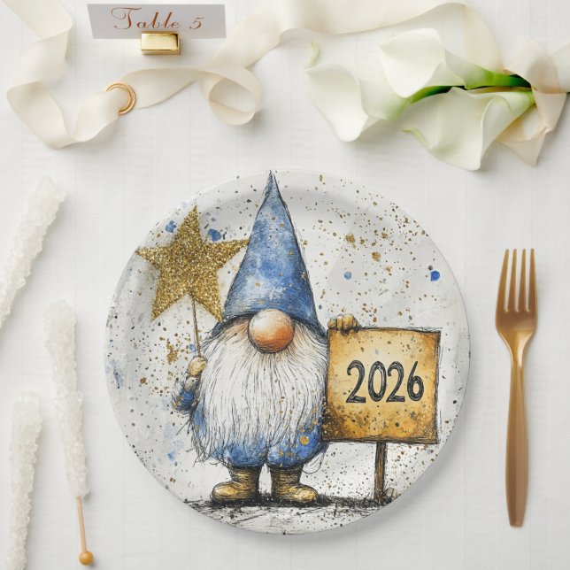 Plato De Papel Happy New Year, 2026, Celebration (Boda)
