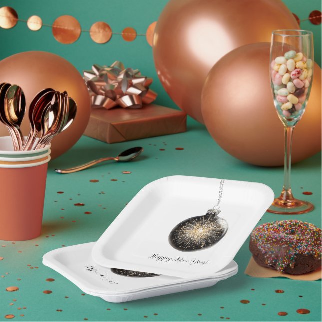 Plato De Papel Happy New Year Fireworks Ball (Multi)