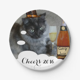 Plato De Papel Happy New Year (gato) Paper Plates de RoseWrites