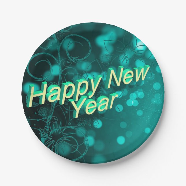 Plato De Papel Happy New Year Paper Plate – Festive Party Tablewa (Anverso)