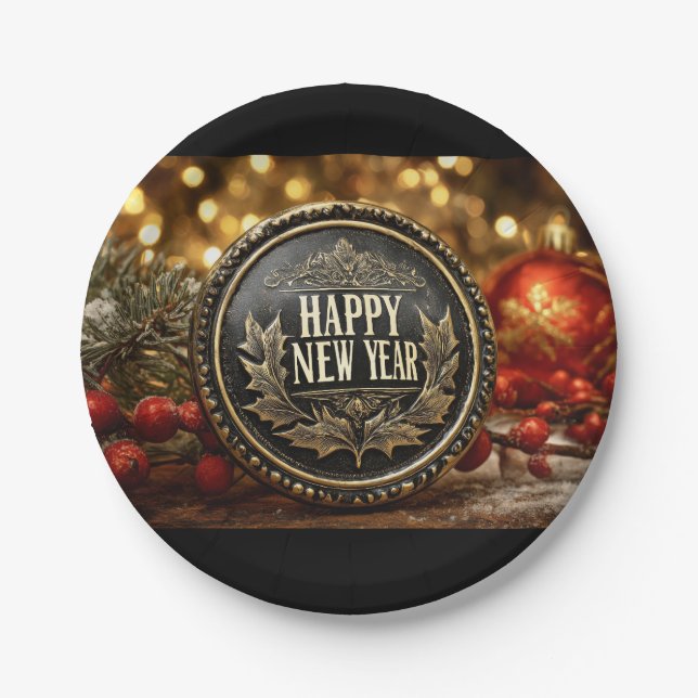 Plato De Papel Happy New Year party (Anverso)