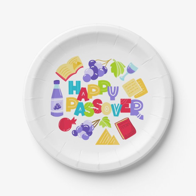 Plato De Papel Happy Passover Paper Plate (Anverso)