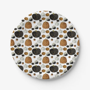 Plato De Papel Happy print polka dots pumpkin
