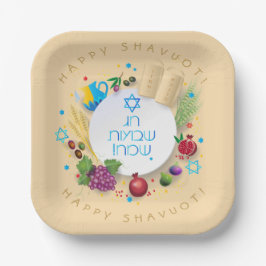 Plato De Papel Happy SHAVUOT adorno siete especies