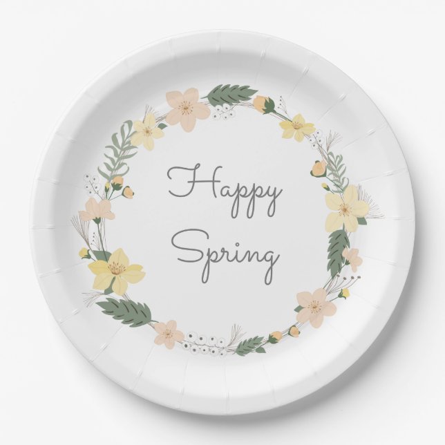 Plato De Papel HAPPY SPRINT Artisan Pastel Flores Dulces (Anverso)