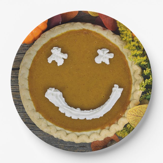 Plato De Papel Happy Thanksgiving Pumpkin Pie (Anverso)