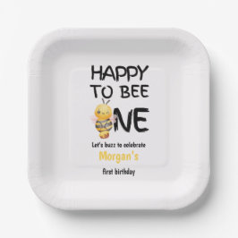 Plato De Papel Happy To Bee One Honey Yellow Girls 1st Birthday