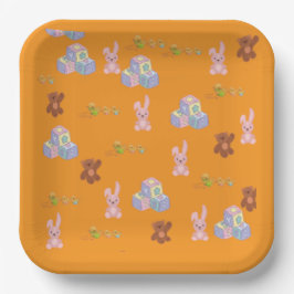 Plato De Papel Happy Toddler Birthday orange