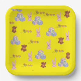 Plato De Papel Happy Toddler Birthday yellow