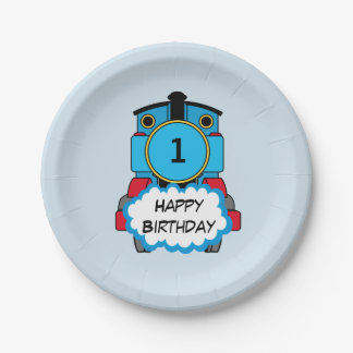 Plato De Papel Happy Train boy birthday plate