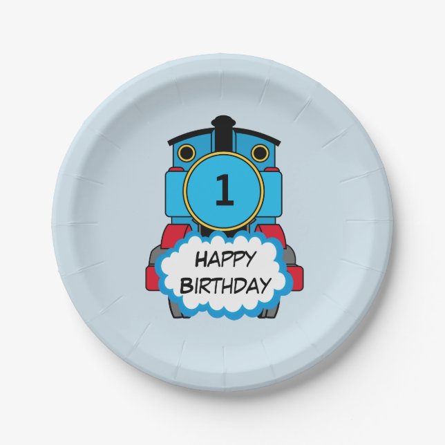 Plato De Papel Happy Train boy birthday plate (Anverso)