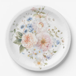 Plato De Papel Hargrove Blue Floral