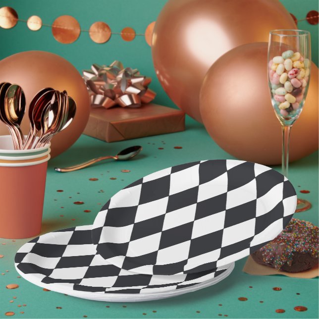 Plato De Papel Harlequin Black (Multi)