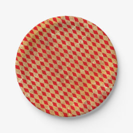 Plato De Papel Harlequin Red Vintage
