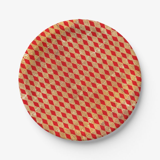 Plato De Papel Harlequin Red Vintage (Anverso)