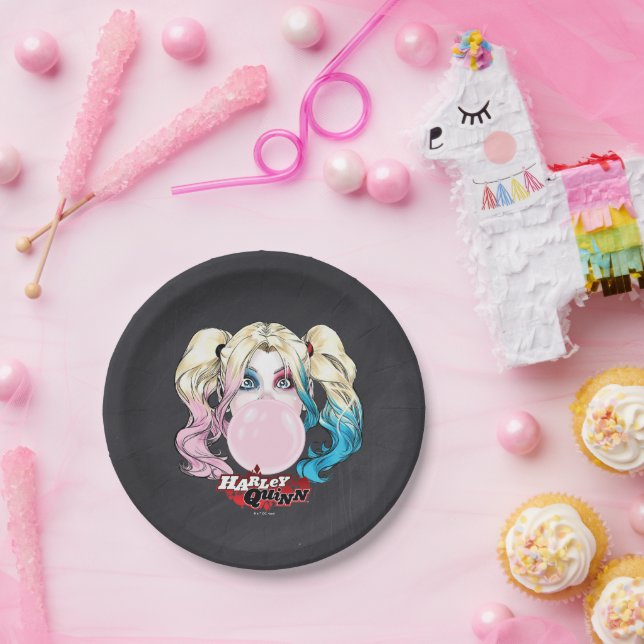 Plato De Papel Harley Quinn Chicas Chalkboard Cumpleaños (Fiesta)