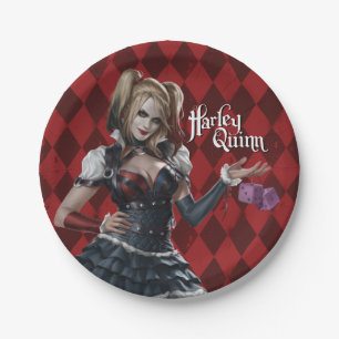 Plato De Papel Harley Quinn con dados difusos