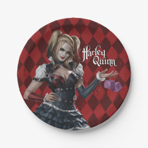 Plato De Papel Harley Quinn con los dados borrosos