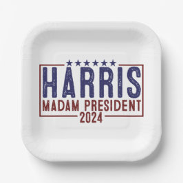 Plato De Papel Harris Señora Presidenta 2024